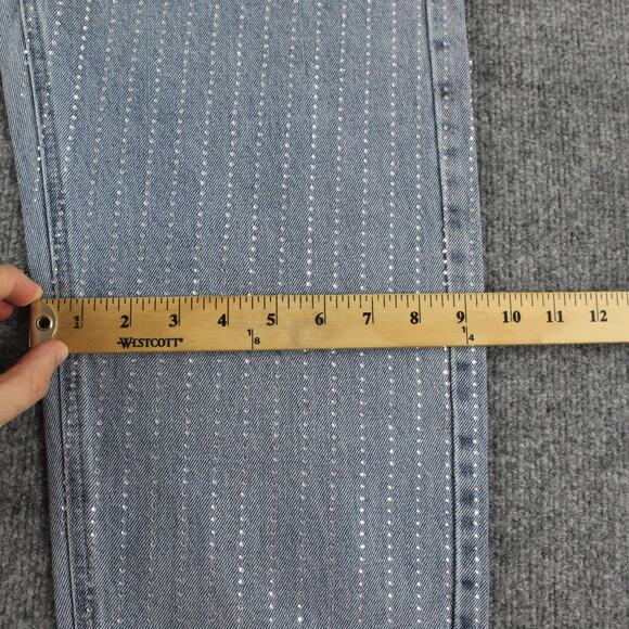 Maniere De Voir Jeans 4 Rhinestone High Rise Straight Leg Blue Denim Sexy - Picture 14 of 16